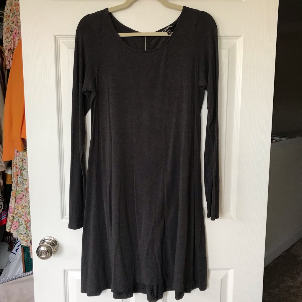 Express Solid Gray Dress
